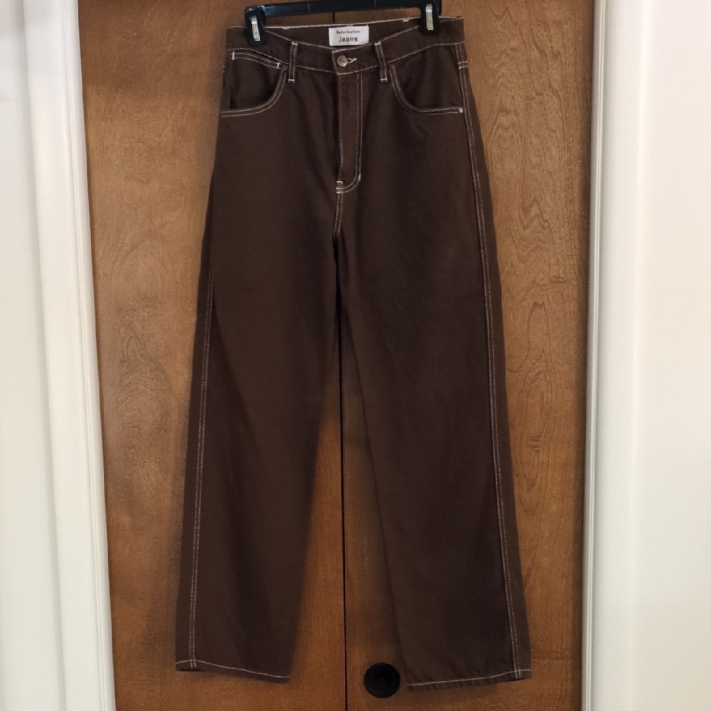 Reformation Cowboy High Rise Straight Jeans - Chocolate 27 - Picture 3 of 11
